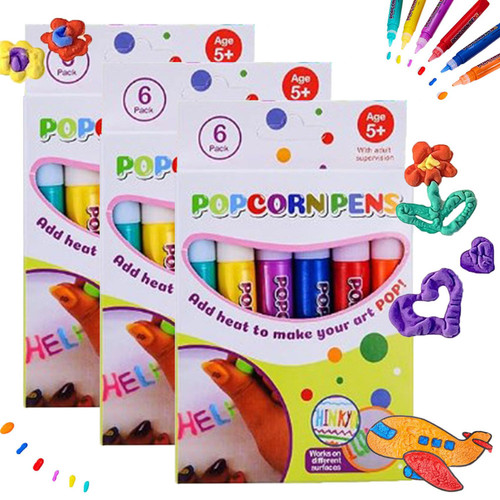 Magic Puffy Pens, DIY Bubble Popcorn Drawing Pens, Magic Puffy Pens for Kids, Magic Popcorn Color Paint Pen, Puffy Bubble Pen Puffy 3D Art Safe Pen, Magic Popcorn Pens, Popcorn Colors Pens (3box)