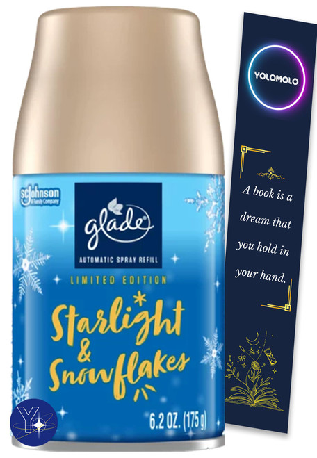 YOLOMOLO Glade Automatic Spray Refill, Air Freshener, Starlight & Snowflakes, 6.2 oz and Bookmark Gift