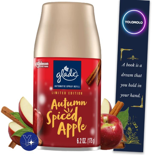 YOLOMOLO Glade Automatic Spray Refill, Air Freshener, Autumn Spiced Apple, 6.2 oz and Bookmark Gift YOLOMOLO Glade Automatic Spray Refill, Air Freshener, Autumn Spiced Apple, 6.2 oz and Bookmark Gift