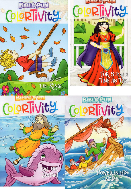 Colortivity Bible Fun - Read and Color Coloring & Activity Book - Set of 4 Books