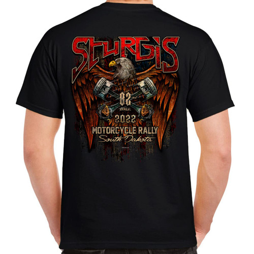 2022 Sturgis Black Hills Rally Distressed Eagle T-Shirt Black/XL/Regular