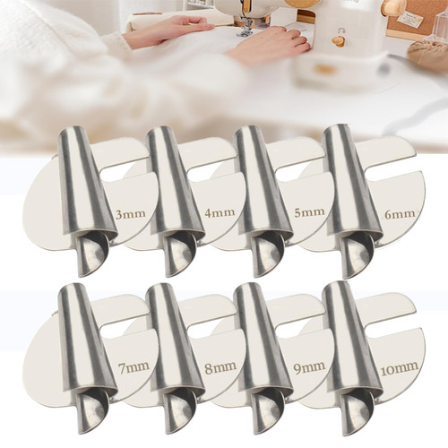 MAPLEDIARY Universal Sewing Rolled Hemmer Foot, Sewing Rolled Hemmer Foot Set, 3mm-10mm Wide Narrow Rolled Hem Sewing Machine Presser Foot Kit (8Pcs-All Mix)