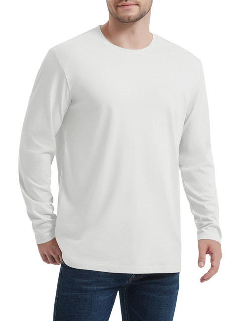 TACVASEN Long Sleeve Shirts for Men Long Sleeve Undershirts for Men Cotton Long Sleeve Tee Shirts for Men White