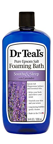 Dr Teals Foaming Bath with Pure Epsom Salt, Soothe & Sleep with Lavender, 34 Ounces
