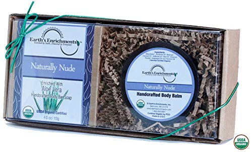 Bar Soap | Body Balm (USDA Organic) Moisturizing, Unscented Skin Care Spa Gift Set with Coconut Oil and Shea Butter