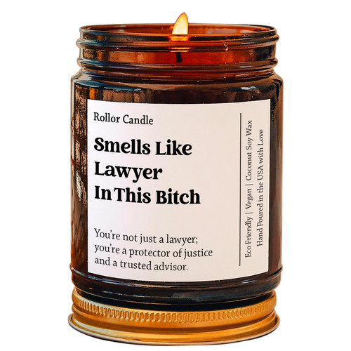 Smells Like Lawyer in This Bitch Coconut Soy Wax Candle, Lawyer Gift, Gift for Lawyer, Future Lawyer, Graduation, School Acceptance Gift, 9 Scent Options 4oz 9oz Size Amber Candle