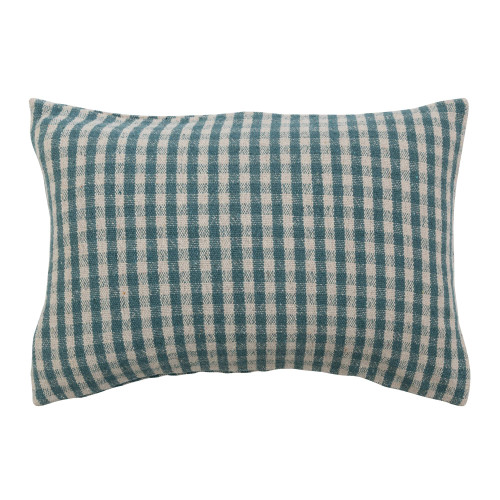 Creative Co-Op Woven Recycled Cotton Blend Lumbar, Teal and White Pillow Covers, 24" L x 16" W x 0" H, Multicolor