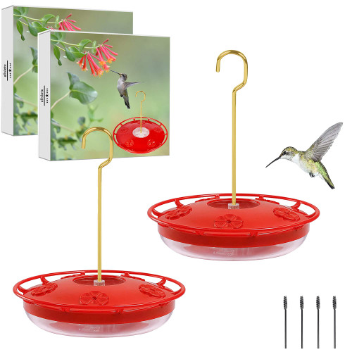 Hummingbird Feeders for Outdoors Hanging (Set of 2) 16 oz, 5 Feeding Ports, Easy to Install, Refill & Clean, Leak-Proof, Plastic Saucer Hummingbird Feeders with Cleaning Brushes Hummingbird Feeders for Outdoors Hanging (Set of 2) 16 oz, 5 Feeding Ports, Easy to Install, Refill & Clean, Leak-Proof, Plastic Saucer Hummingbird Feeders with Cleaning Brushes
