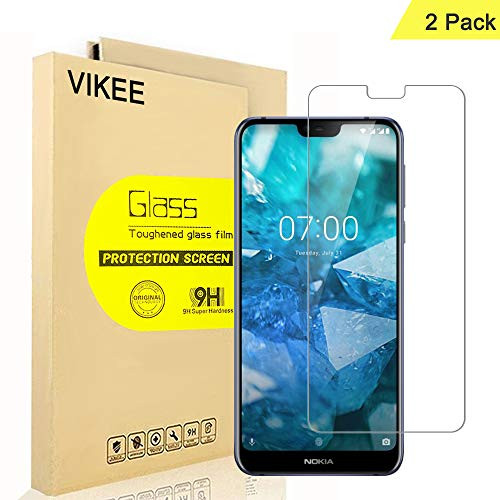 [2 Pack] Nokia 7.1 Screen Protector, VIKEE Premium Tempered Glass 9H Scratch Protection Durable [Anti-Glare Ultra-Clear] [Anti-Fingerprint] [No Bubbles] for Nokia 7.1