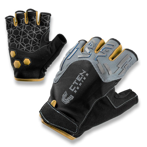 CTEN Series Gaming Gloves - Great Comfort and Grip, Perfect Gaming Gloves for Sweaty Hands, Ideal Gamer Gloves for PC, VR Gloves, Gray-Gold-Large