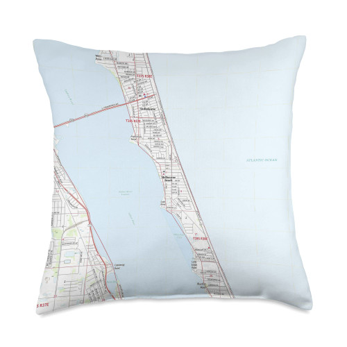 Brevard County Florida Coastal Atlas Melbourne Beach FL Map (2018) Throw Pillow, 18x18, Multicolor Brevard County Florida Coastal Atlas Melbourne Beach FL Map (2018) Throw Pillow, 18x18, Multicolor