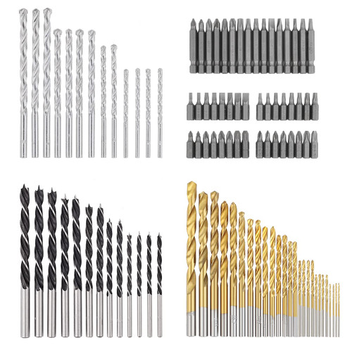 COMOWARE Drill and Driver Bit Set, 100 Piece, Twist Drill Bit & Screwdriver Bits, Masonry & Brad Point Drill Bit, Titanium Coated HSS Bits Set for Drilling Metal, Wood, Masonry and Plastic