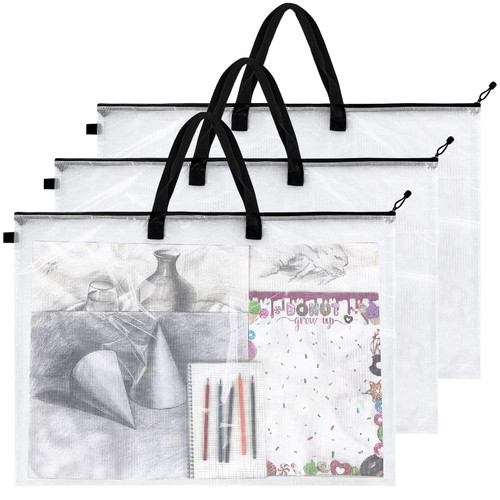 Cunno Art Portfolio Bag 24 x 36 Inch Large Posters Storage Bag Portfolios Bags with Zipper and Handle Art Organizer Portfolio Folder for Artwork Art Portfolio Case for Pictures (Black, 3)