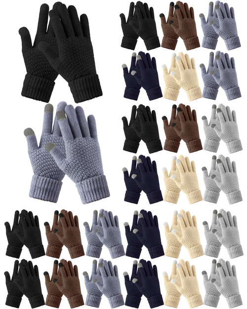 JaGely 24 Pairs Winter Touchscreen Gloves Knit Gloves Windproof Womens Gloves Elastic Cuff Warm Gloves Touch Screen Gloves for Women Girls Winter Texting