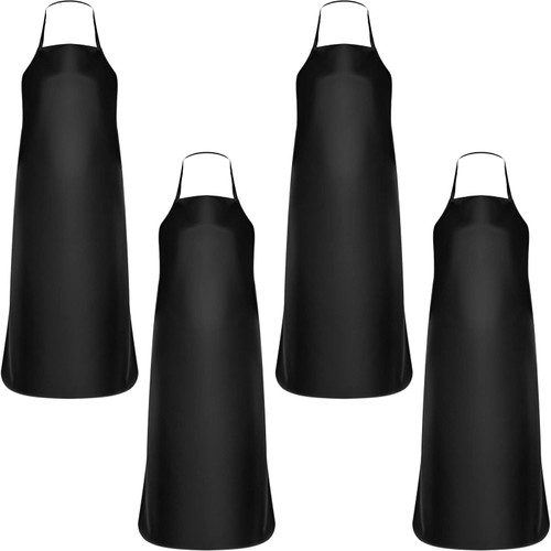 Zhanmai 4 Pieces Waterproof Rubber Vinyl Apron Heavy Duty Work Apron Leather Lab Apron Dishwasher Apron for Restaurant Butcher Smock Industrial Apron for Dishwashing Lab Butcher Garden Dog Grooming