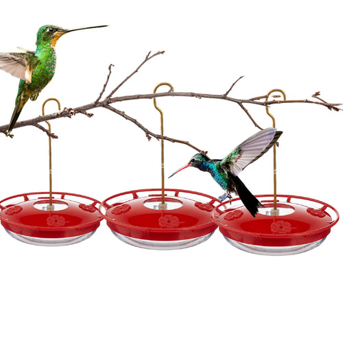 3 Pack Hummingbird Feeder for Outdoors Hanging, 4 Feeding Ports Nectar Feeder with Perch Easy to Fill & Clean Hummers Feeder, Saucer Humming Feeder for Hummingbird Lovers