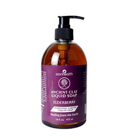 Ancient Clay Liquid Soap, Elderberry, 16 fl oz (473 ml), Zion Health