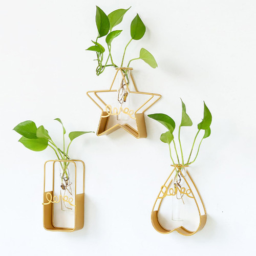 valunell Plant Propagation Stations, 3Pcs Tabletop Test Tube Vase with Metal Stand,Wall Hanging Plant Terrariums,Glass Planter for Hydroponics Home Garden Office Decoration(H7.8inch)