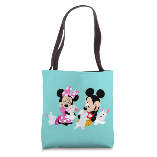 Disney Mickey and Minnie Mouse Easter Bunnies Turquoise Tote Bag