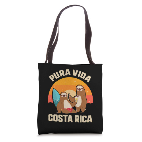 Pura Vida Costa Rica Sloth Surfing Sleepy Summer Vacation Tote Bag