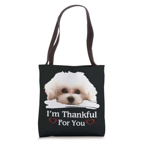 Thankful Maltese Dog Owner Puppy Lover Love Design Tote Bag