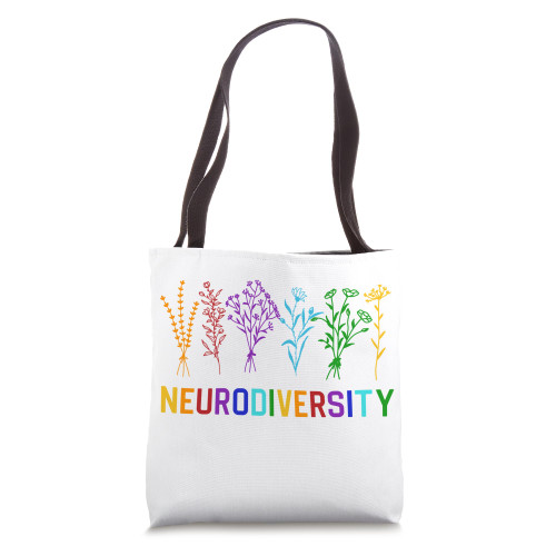 Neurodiversity Autism Awareness ADHD Rainbow Flower Autistic Tote Bag