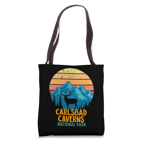 Carlsbad Caverns National Park New Mexico Retro Mountain Tote Bag
