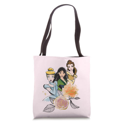 Disney Princess Cinderella Mulan Belle Floral Pink Tote Bag