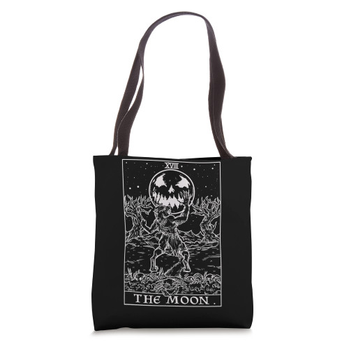 The Moon Tarot Card Halloween Werewolf Gothic Horror Witch Tote Bag The Moon Tarot Card Halloween Werewolf Gothic Horror Witch Tote Bag