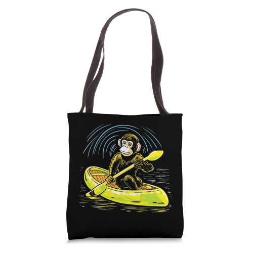 Kayaking Monkey Ape Kayaker Kayak Canoe Canoeing Tote Bag