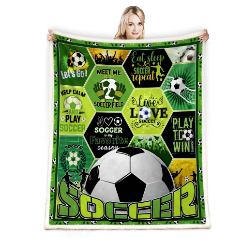 Juirnost Soccer Blankets for Boys,Soccer Gifts Blanket,Soccer Gifts for Men,Soccer Team Gifts for Soccer Players,Soccer Themed Coach Gifts for Soccer Lover Teens 50" x 60"