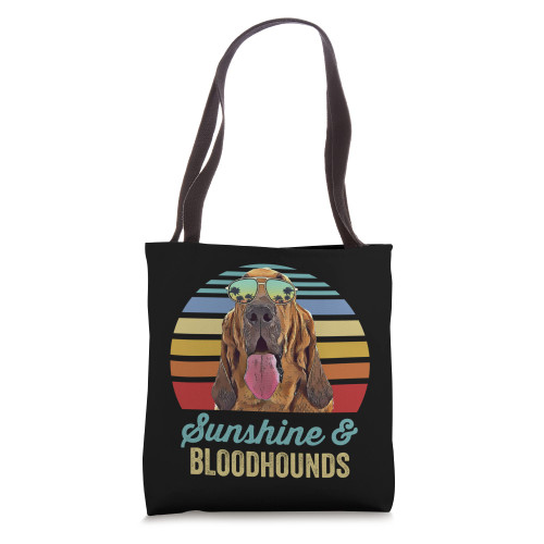 Sunshine Bloodhounds Dog Retro Sunset Beach Vibe Tote Bag