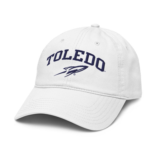 Elite Authentics Toledo Rockets Arch Over White Officially Licensed Adjustable Baseball Hat, One Size