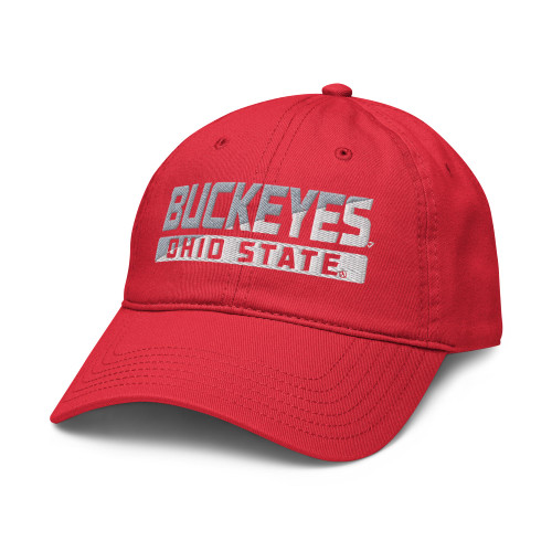 Elite Authentics Ohio State Buckeyes Split Red Officially Licensed Adjustable Baseball Hat, One Size