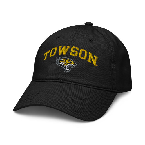 Elite Authentics Towson Tigers Arch Over Black Officially Licensed Adjustable Baseball Hat, One Size