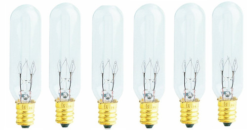 Pyramid Bulbs P64960 25 Watts Tubular Light Bulb for Himalayan Salt Lamps Pack of 6 Bulbs Fits E12 Socket, Candelabra Base