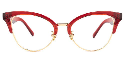 Zeelool Women's Browline Cat Eyeglasses Frame with Clear Lens Charlene FX0819-05 Red