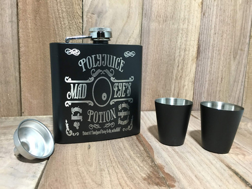 Custom Engraved PolyJuice Potion Black Flask