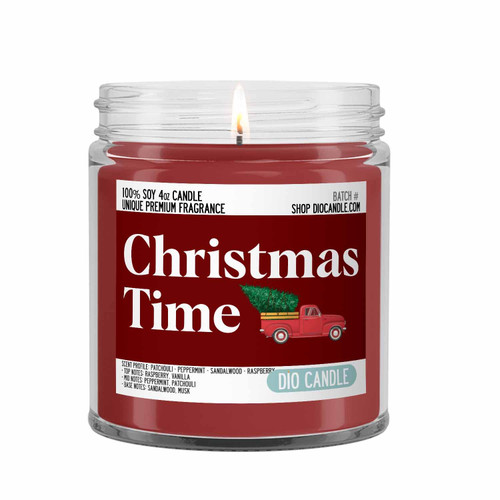 Christmas Time Scented Candle - Smells Like Patchouli - Peppermint - Sandalwood - Raspberry - 100% Naturally Vegan Soy and Premium Fragrance | Handmade in Denver, Colorado (4oz Glass Jar)