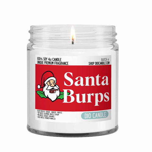 Santa Burps Scented Candle - Smells Like Sugar - Ginger - Maple - 100% Naturally Vegan Soy and Premium Fragrance | Great Gift | Handmade in Denver, Colorado (4oz Glass Jar)