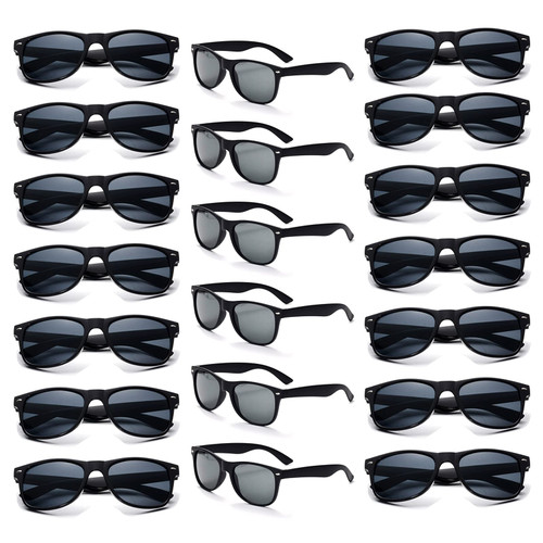 YQVIE 20 Pack Wholesale Adult Black Sunglasses for Men Women in Bulk 70s Retro Cheap Glasses for Party Supplies