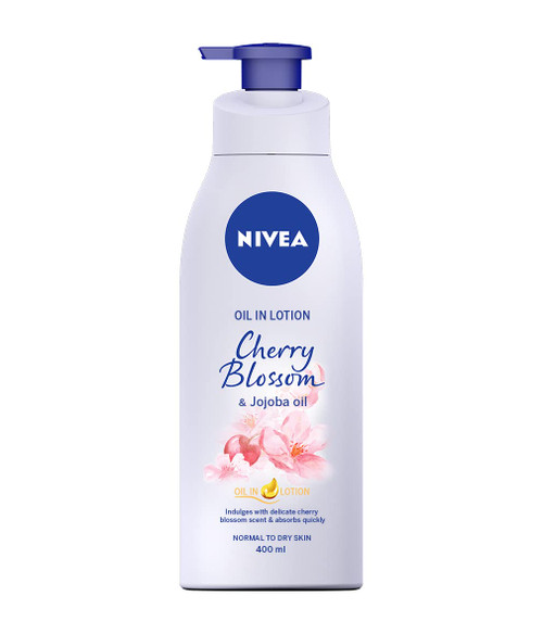 NIVEA Oil In Lotion Cherry Blossom & Jojoba Oil 400ml, Replenishing Body Lotion with Cherry Blossom & Jojoba Oil, Intensive Moisturising Cream NIVEA Oil In Lotion Cherry Blossom & Jojoba Oil 400ml, Replenishing Body Lotion with Cherry Blossom & Jojoba Oil, Intensive Moisturising Cream