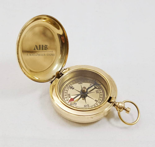 A HALLOWEEN STORE Handmade Brass Push Button Compass -Direction Compass, Brass Pocket Navigation Sundial Compass, Pirate Gift Compass Birthday Gift Easter Gift (Polished Push Button Compass) A HALLOWEEN STORE Handmade Brass Push Button Compass -Direction Compass, Brass Pocket Navigation Sundial Compass, Pirate Gift Compass Birthday Gift Easter Gift (Polished Push Button Compass)