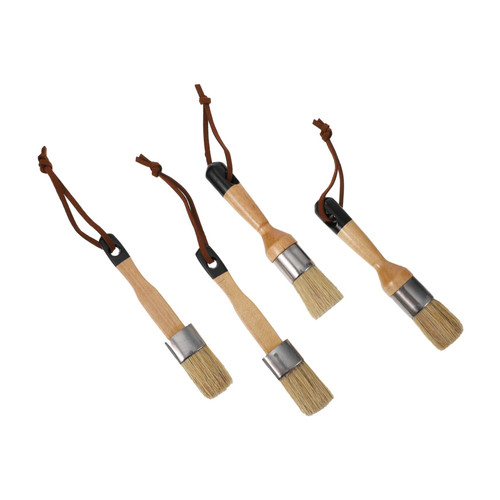Housoutil 4 Paint Brush Chalk and Wax Brush Home Brush Brushes for Wood Chip Brush for Stain Stencil Brushes for Painting Wood Handle Brush Round Brushes Bristles Bristle Hair Oil Paintbrush