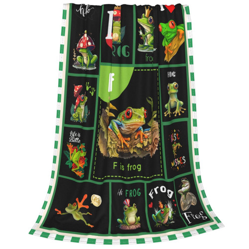 Frog Fleece Throw Blanket Soft Flannel Plush Lightweight Warm Cozy Blanket for Men Women Couch Bed Sofa Travel 50"x60"