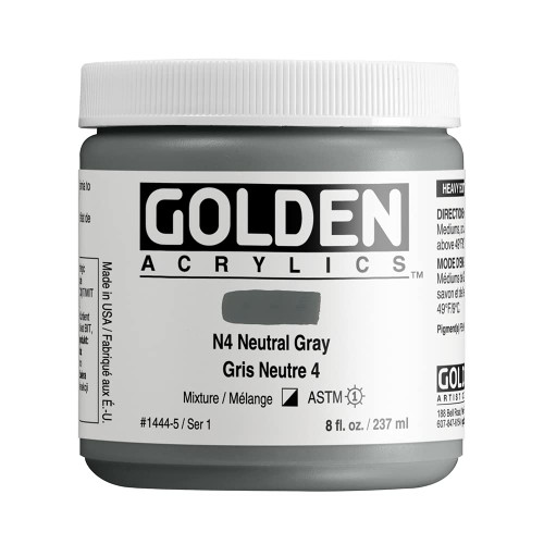 Golden Heavy Body Acrylic - Neutral Gray N4 8oz jar