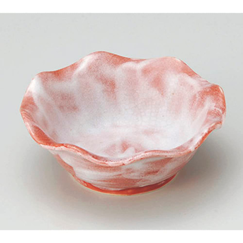 ????(Yamashita kogei) Yamasita Craft 93-18-626 Red Raku Flower Shaped 3.0 Pot