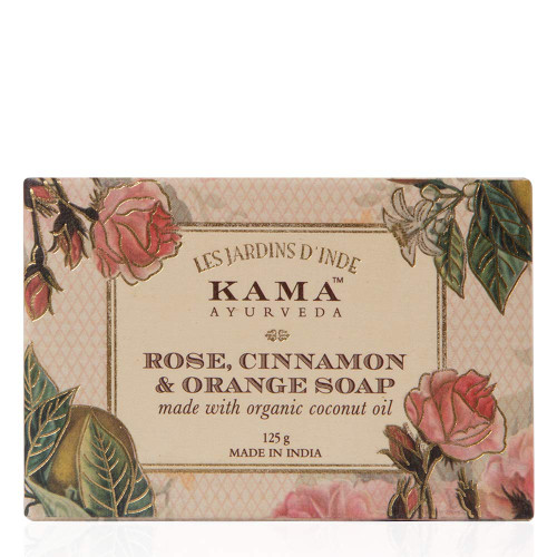 Kama Ayurveda Rose, Orange and Cinnamon Soap with Organic Coconut, Jojoba and Castor Oils, 125g