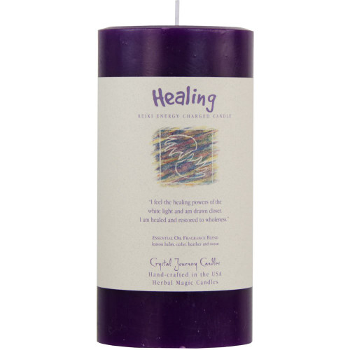 6" X 3" Crystal Journey Herbal Magic Reiki Charged Pillar Candle - Healing