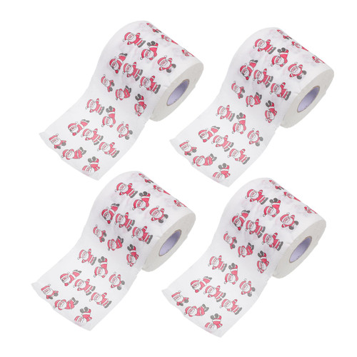 PRETYZOOM 4 Rolls Christmas Toilet Roll Christmas Toilet Tissues Xmas Face Napkin Holiday Party Table Kitchen Tissue Santa Claus Table Decoration Facial Towel Facial Tissue Paper Disposable